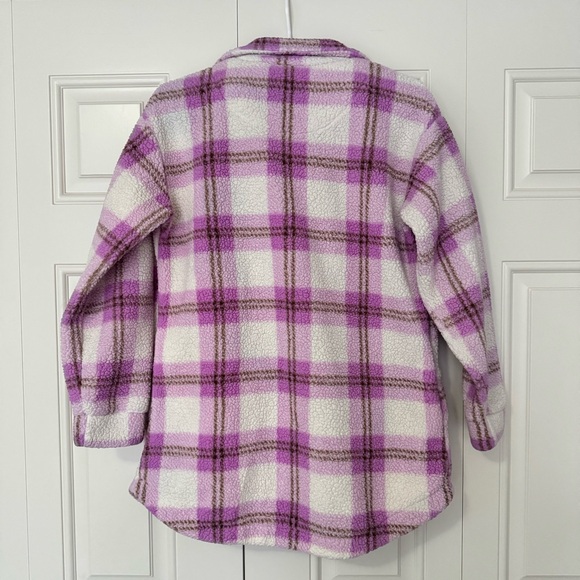 Purple and White Plaid Sherpa Jacket - Picture 5 of 5